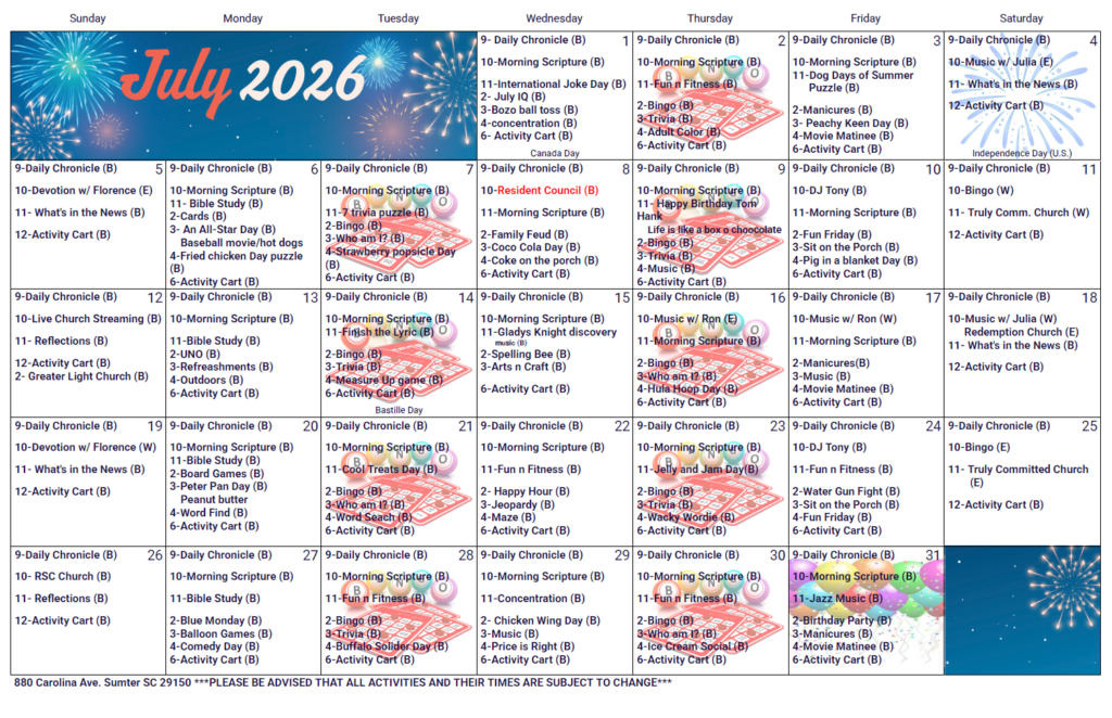 July 2026 Calendar